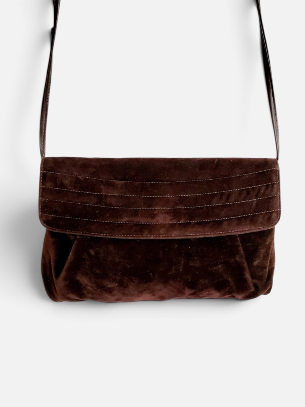 Brown Suede Messenger Bag - Classic Crossbody Carry